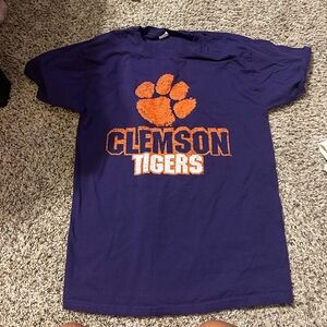 Hanes Purple and Orange Clemson Tigers Short Sleeve Tee